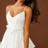 Love Language Boned Bodice Frill Waist Romper White