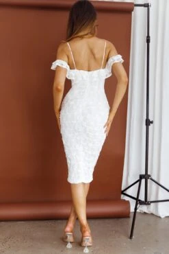 Matilda Frill Trim Lace Overlay Midi Dress Floral White -Selfie Leslie Shop CM1242B01 20WHITE 3