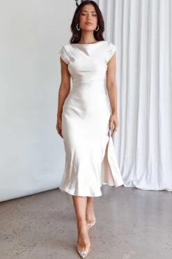 Lucinda Twist Back Midi Dress Champagne -Selfie Leslie Shop CM1311B01 20CHAMPAGNE 2