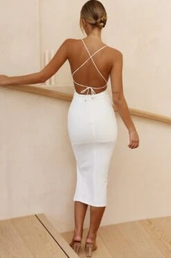 Bahamas Strappy Back Front Split Midi Dress White -Selfie Leslie Shop CM1354B01WHITE 3