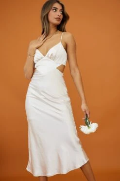 City Lights Cut-Out Waist Strappy Back Midi Dress Champagne -Selfie Leslie Shop CM1380B CHAMPAGNE 7