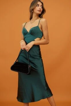 City Lights Cut-Out Waist Strappy Back Midi Dress Jade -Selfie Leslie Shop CM1380B JADE 2