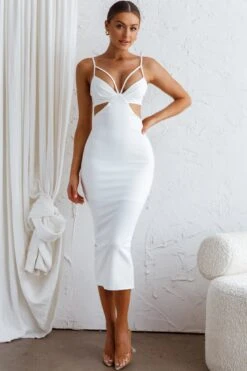 Sarita String Bust Midi Dress White -Selfie Leslie Shop CM1429B 20WHITE 5