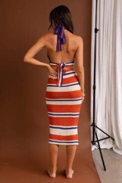 Mojave Sunset Halterneck Crop Top Blue Striped 14 Mojave Sunset Halterneck Crop Top Blue Striped -Selfie Leslie Shop CM1442B01 T 20BLUE 6