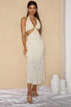 Paradise Found Cut-Out Midi Dress Floral Yellow -Selfie Leslie Shop CM1458B 20YELLOW 5