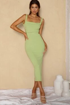 Dream Crush Lace-Up Back Side Split Midi Dress Matcha 15 Dream Crush Lace-Up Back Side Split Midi Dress Matcha -Selfie Leslie Shop CM1460DMATCHA 6