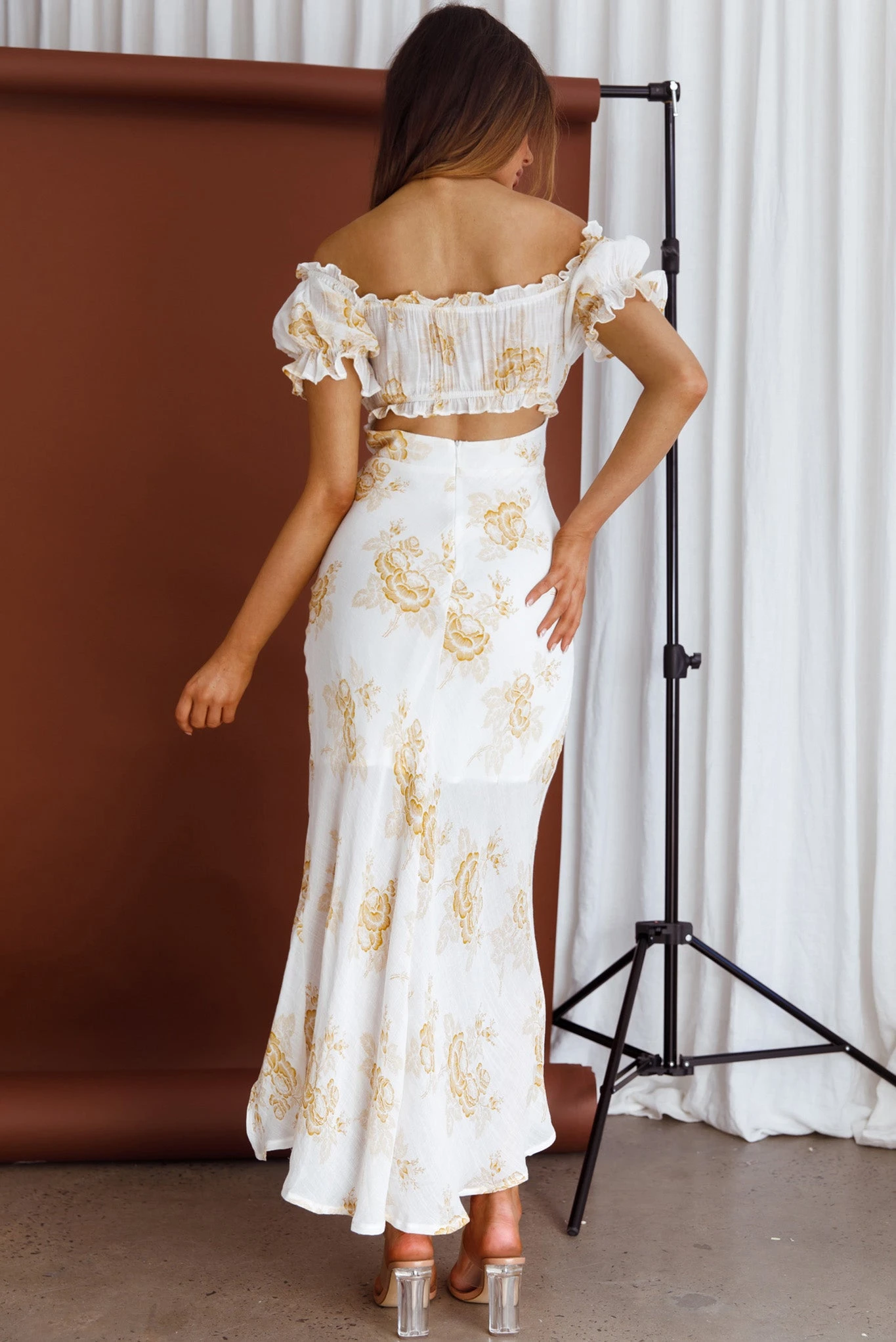 Pixie Puff Sleeve Midi Dress Floral Yellow 4 Pixie Puff Sleeve Midi Dress Floral Yellow - Image 2