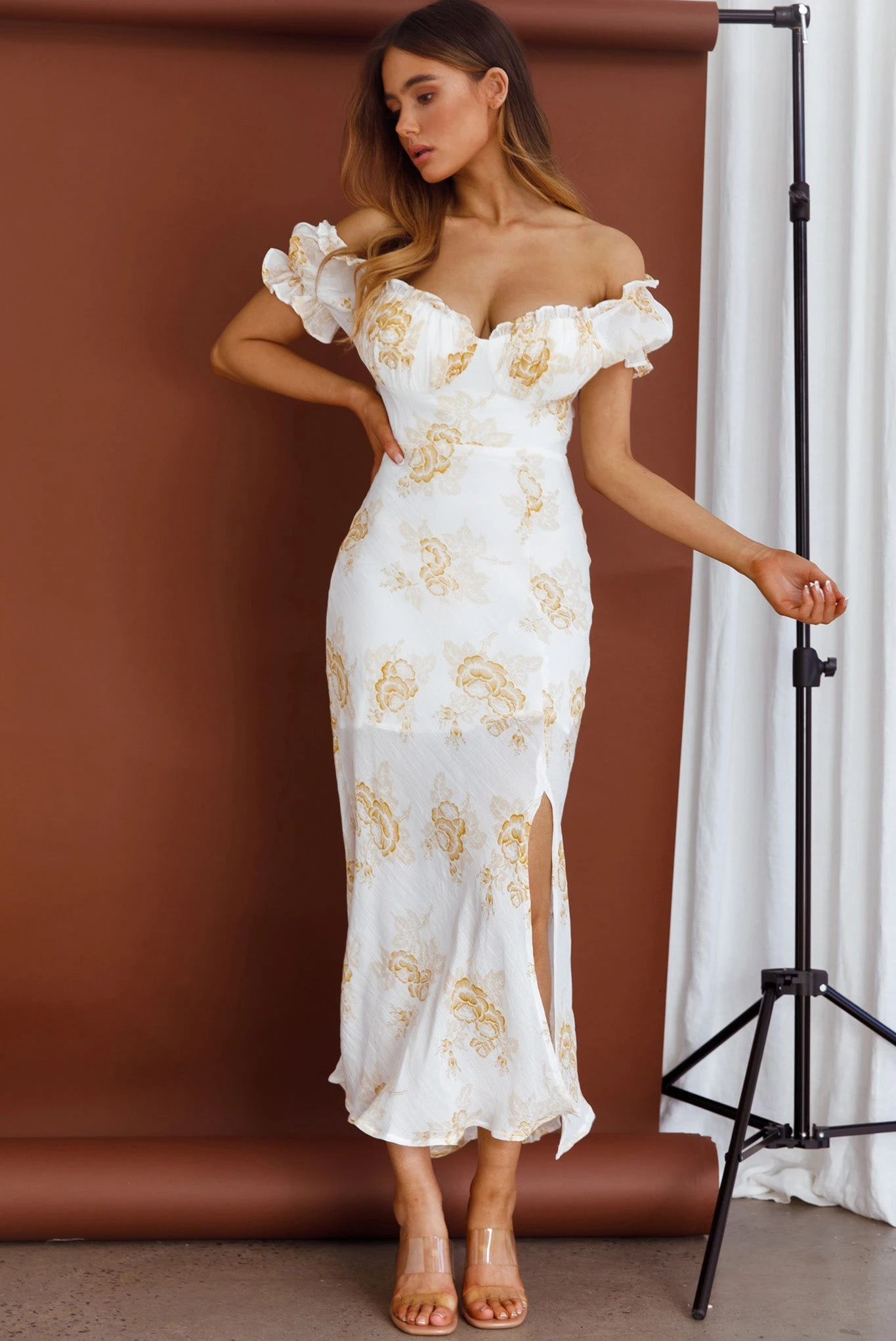 Pixie Puff Sleeve Midi Dress Floral Yellow 10 Pixie Puff Sleeve Midi Dress Floral Yellow - Image 8