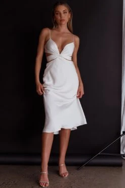 Dance With Me Crossover Bust Midi Dress Ivory -Selfie Leslie Shop CM1585B 20IVORY 8