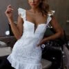 Mon Papillon Lace Mini Dress White -Selfie Leslie Shop CM1608B 20WHITE 5