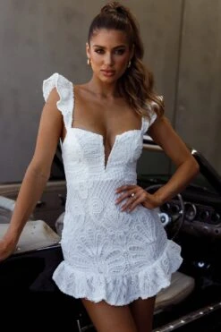 Mon Papillon Lace Mini Dress White -Selfie Leslie Shop CM1608B 20WHITE 9