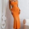 Mamacita Pleated Bust Midi Dress Tangerine 1 Mamacita Pleated Bust Midi Dress Tangerine -Selfie Leslie Shop CM1661D 20TANGERINE 1