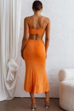 Mamacita Pleated Bust Midi Dress Tangerine -Selfie Leslie Shop CM1661D 20TANGERINE 5