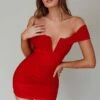 Equinoxe V-Bust Ruched Mini Dress Red -Selfie Leslie Shop CM1685H 20RED 1