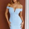 Equinoxe V-Bust Ruched Mini Dress Steel Blue -Selfie Leslie Shop CM1685H 20STEEL 20BLUE 1