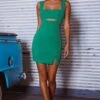 Move Maker Thick Strap Cut-Out Detail Mini Dress Green -Selfie Leslie Shop CM1694J 20GREEN 1
