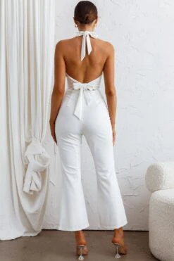 Azul Halterneck Flared Jumpsuit White -Selfie Leslie Shop CM1709D 20WHITE 6