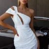 Sing Your Praises One-Shoulder Keyhole Bust Embroidery Mini Dress White -Selfie Leslie Shop CM1807B 20WHITE 1