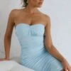 Pernille Strapless Ruched Knee Length Dress Blue