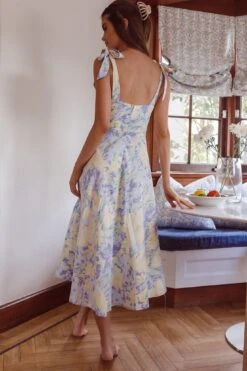 Sweet Pea Tied Shoulder Midi Dress Floral Purple -Selfie Leslie Shop CM4048D 20PURPLE 3