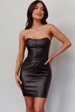 Richelle Faux Leather Mini Dress Black -Selfie Leslie Shop CM4080D 20BLACK 6