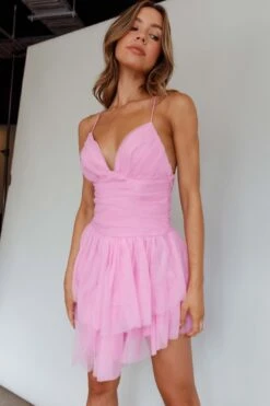 Nightingale Ruched Mesh Mini Dress Barbie Pink 14 Nightingale Ruched Mesh Mini Dress Barbie Pink -Selfie Leslie Shop CM5046H 20BARBIE 20PINK 6