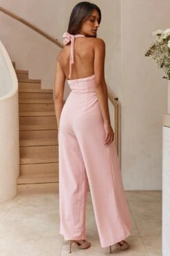 Remember This Halterneck Wide Leg Jumpsuit Blush -Selfie Leslie Shop EH0005JC01 20BLUSH 3