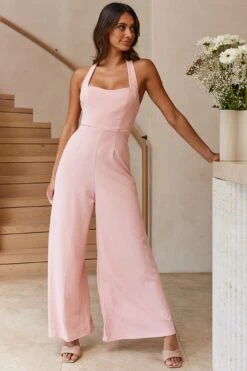 Remember This Halterneck Wide Leg Jumpsuit Blush -Selfie Leslie Shop EH0005JC01 20BLUSH 5