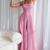 Remember This Halterneck Wide Leg Jumpsuit Hot Pink 1 Remember This Halterneck Wide Leg Jumpsuit Hot Pink -Selfie Leslie Shop EH0005JC01 HOT PINK 1