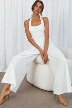 Remember This Halterneck Wide Leg Jumpsuit White -Selfie Leslie Shop EH0005JC01 WHITE 4