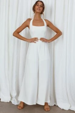 Remember This Halterneck Wide Leg Jumpsuit White -Selfie Leslie Shop EH0005JC01 WHITE 6