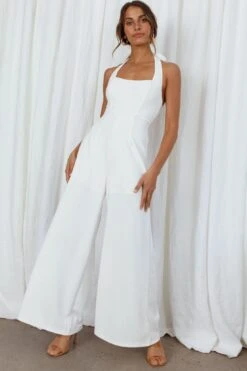 Remember This Halterneck Wide Leg Jumpsuit White -Selfie Leslie Shop EH0005JC01 WHITE 7