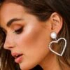 Valentine Diamante Heart Earrings Silver -Selfie Leslie Shop ER00001 SILVER 1