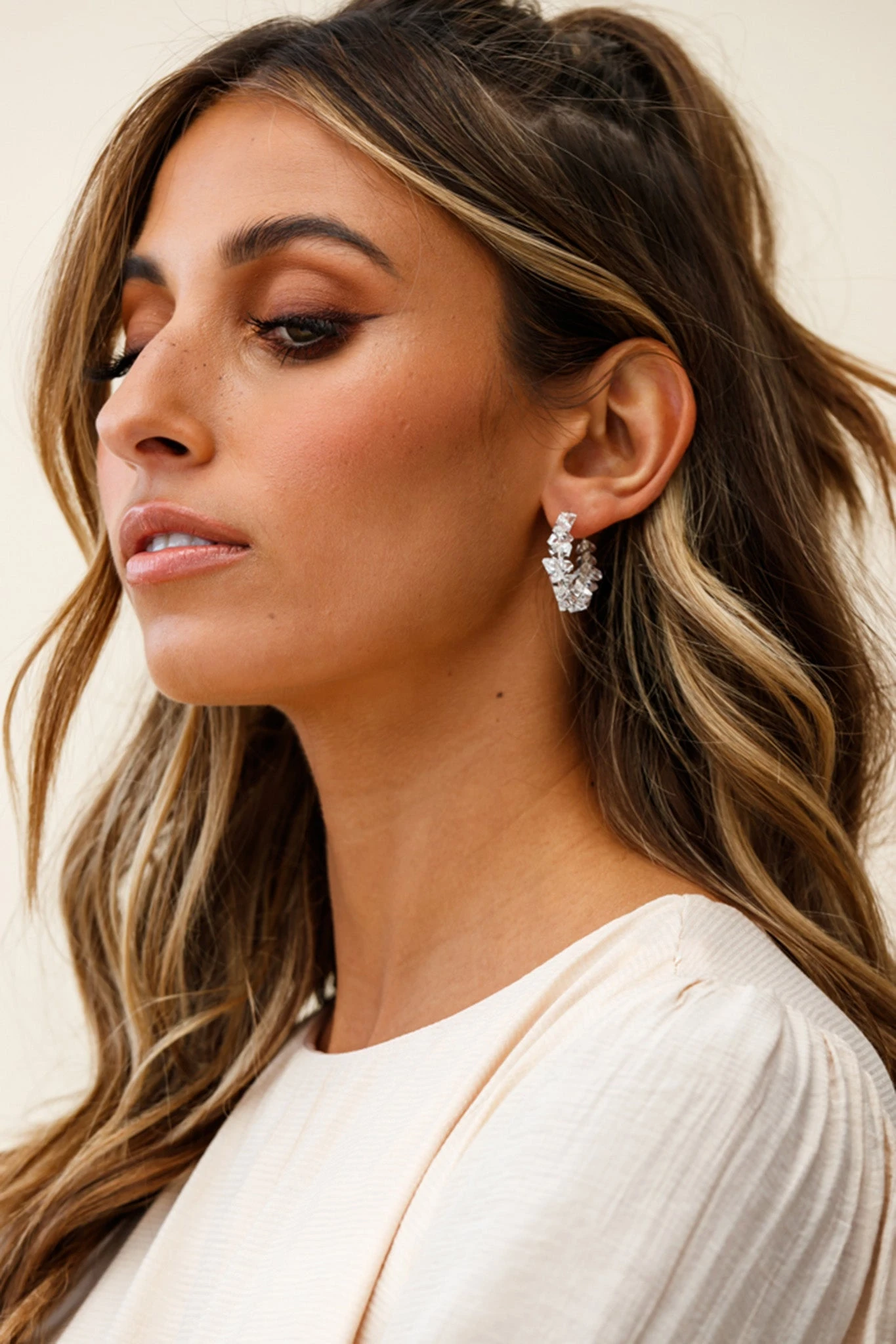 Hartley Clear Polished Stone Hoop Earrings 5 Hartley Clear Polished Stone Hoop Earrings - Image 3