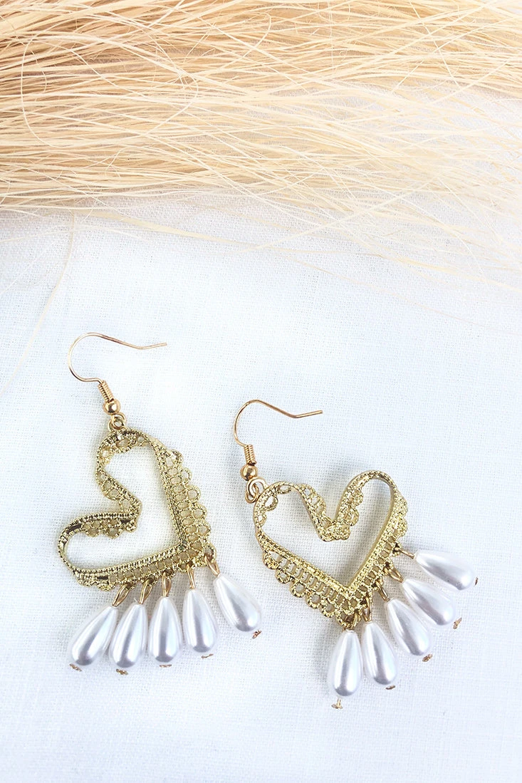 Head Over Heels Pearl Accent Earrings Gold 4 Head Over Heels Pearl Accent Earrings Gold - Image 2