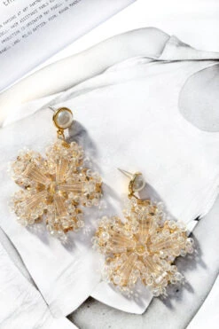 Serendipity Beaded Flower Earrings Clear -Selfie Leslie Shop ER00032 CLEAR 5