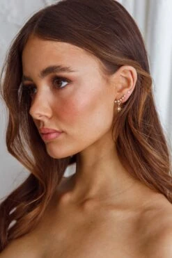 Virgo Crystal Star Earrings Gold -Selfie Leslie Shop ER00045 20GOLD 3