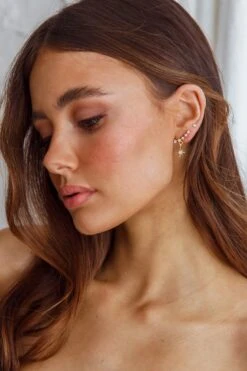 Virgo Crystal Star Earrings Gold -Selfie Leslie Shop ER00045 20GOLD 5