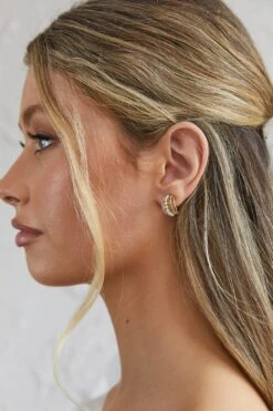 Ophelia Pearl And Crystal Earrings Gold -Selfie Leslie Shop ER00047 20GOLD 4