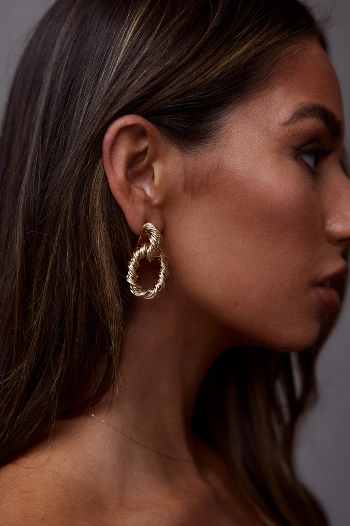 Melrose Twisted Oval Earrings Gold 4 Melrose Twisted Oval Earrings Gold - Image 2