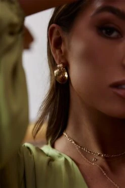 Celia Twist Hoop Earrings Gold 13 Celia Twist Hoop Earrings Gold -Selfie Leslie Shop ER00052 20GOLD 20OS 5