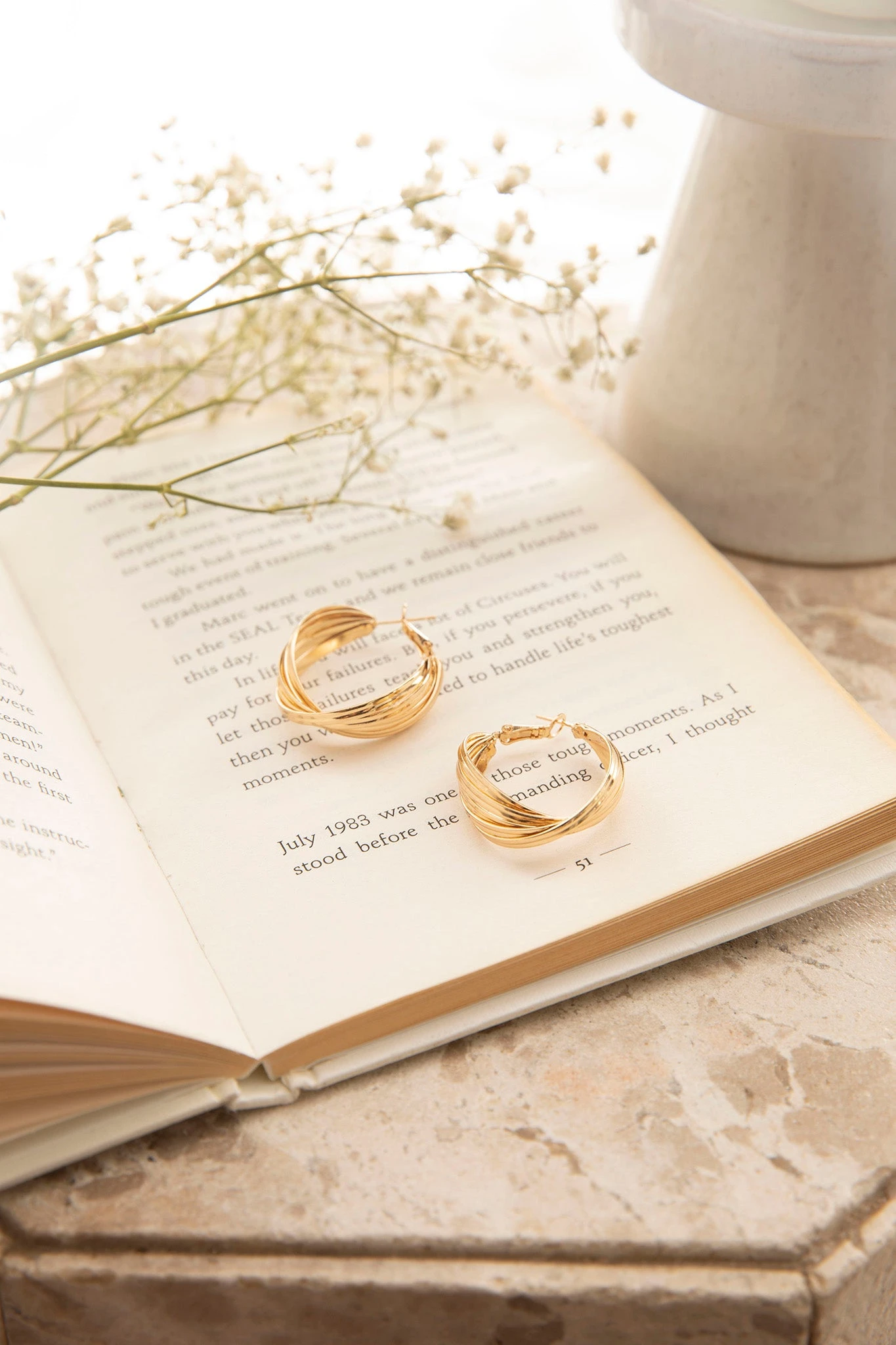 Celia Twist Hoop Earrings Gold 10 Celia Twist Hoop Earrings Gold - Image 8