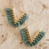 Sheba Gold Fringe Earrings Green -Selfie Leslie Shop ER00058 20GREEN 1
