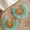 Bali Gold Filigree Fringing Earrings Sage 2 Bali Gold Filigree Fringing Earrings Sage -Selfie Leslie Shop ER00059 20SAGE 1