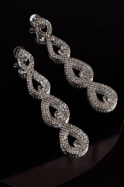 Royale Diamante Pear Drop Earrings Silver -Selfie Leslie Shop ER00083 20SILVER 4