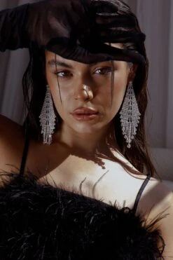 Rani Diamante Tassel Earrings Silver -Selfie Leslie Shop ER00084 20SILVER 4