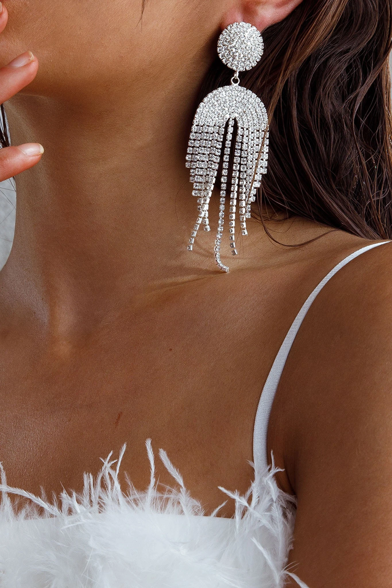 Kiara Circle Cascade Earrings Silver 4 Kiara Circle Cascade Earrings Silver - Image 2