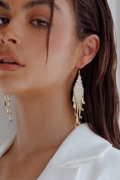 Alessandra Diamante Tassel Hook Earrings Gold -Selfie Leslie Shop ER00095 20GOLD 1