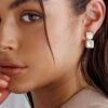 Megan Diamante Square Drop Earrings Gold 2 Megan Diamante Square Drop Earrings Gold -Selfie Leslie Shop ER00097 20GOLD 1