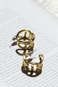 Knox Chain Link Small Hoop Earrings Gold 7 Knox Chain Link Small Hoop Earrings Gold -Selfie Leslie Shop ER00104 20GOLD 2